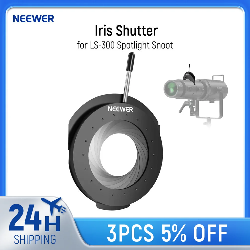 

NEEWER Iris Shutter for LS-300 Spotlight Snoot, Heat Resistant 5-60mm Adjustable Aperture Leaf Blade Shutter Diaphragm