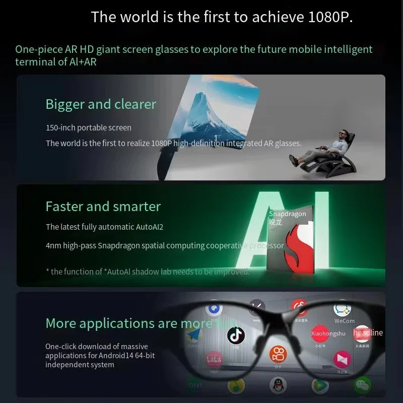 INMO AIR3 AR Smart Glasses for 2025 with 1080p HD Screen 120Hz Refresh Rate and 3D Ring Binoculars