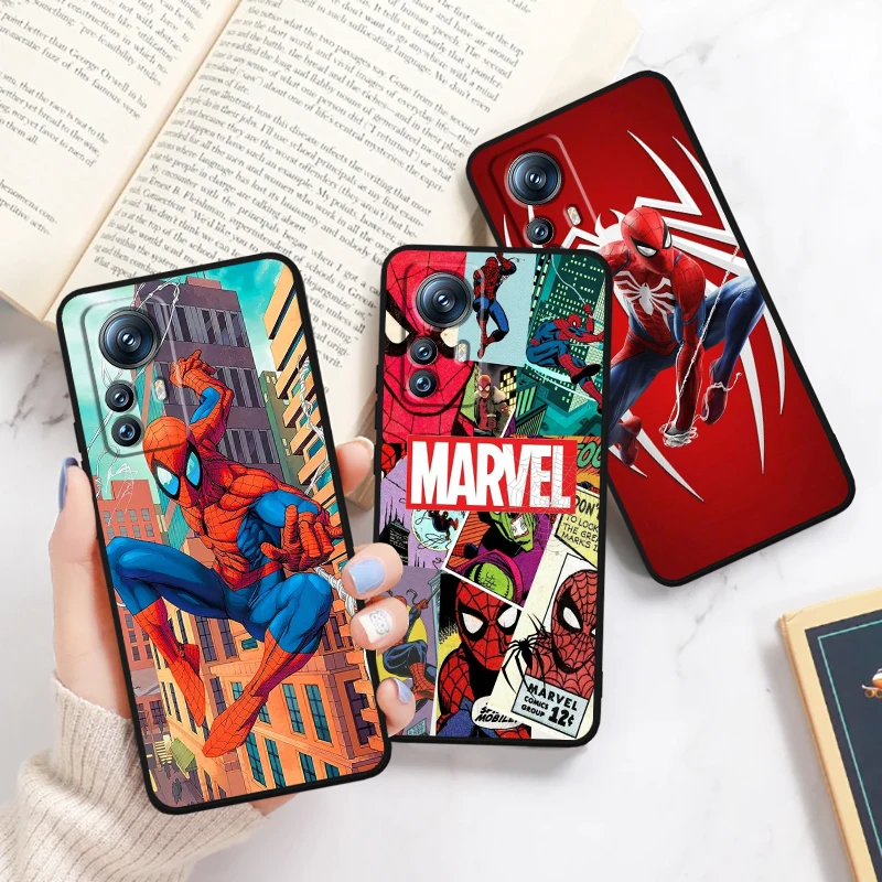 

Spider Man Marvel Cool Cartoon For Xiaomi Mi Poco F5 F4 F3 X6 X5 X4 X3 M6 M5 M5S M4 M3 C65 Pro GT NFC 5G Black Cover Phone Case