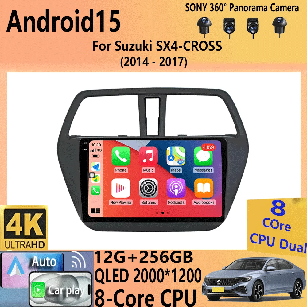 

Android 15 Carplay Auto WIFI+4G Car Radio For Suzuki SX4-CROSS 2014-2017 Multimedia Video Player Navigation GPS Stereo Head Unit