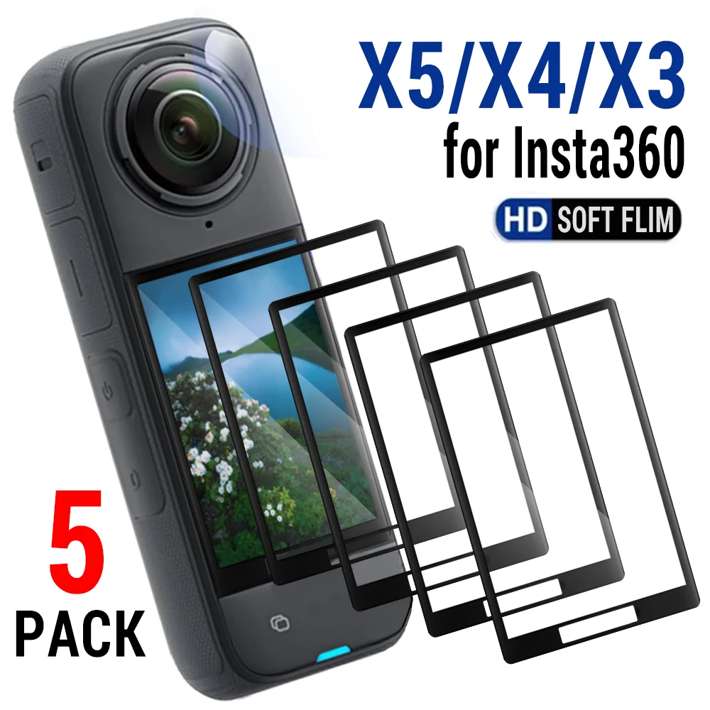 1-5pcs for Insta360 X5 X4 X3 Screen Protectors Flexible HD Clear Anti-scratch Curved Protective Films for Insta360 X3 Not Glass
