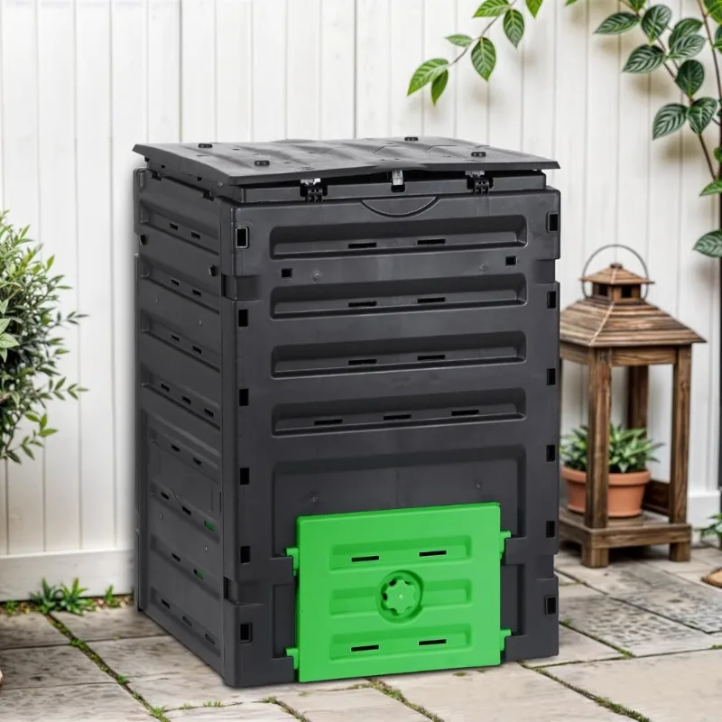 

Large 120 Gallon Outdoor Compost Bin 450L Garden Composter BPA Free Fast Fertile Soil Easy Assembly Black