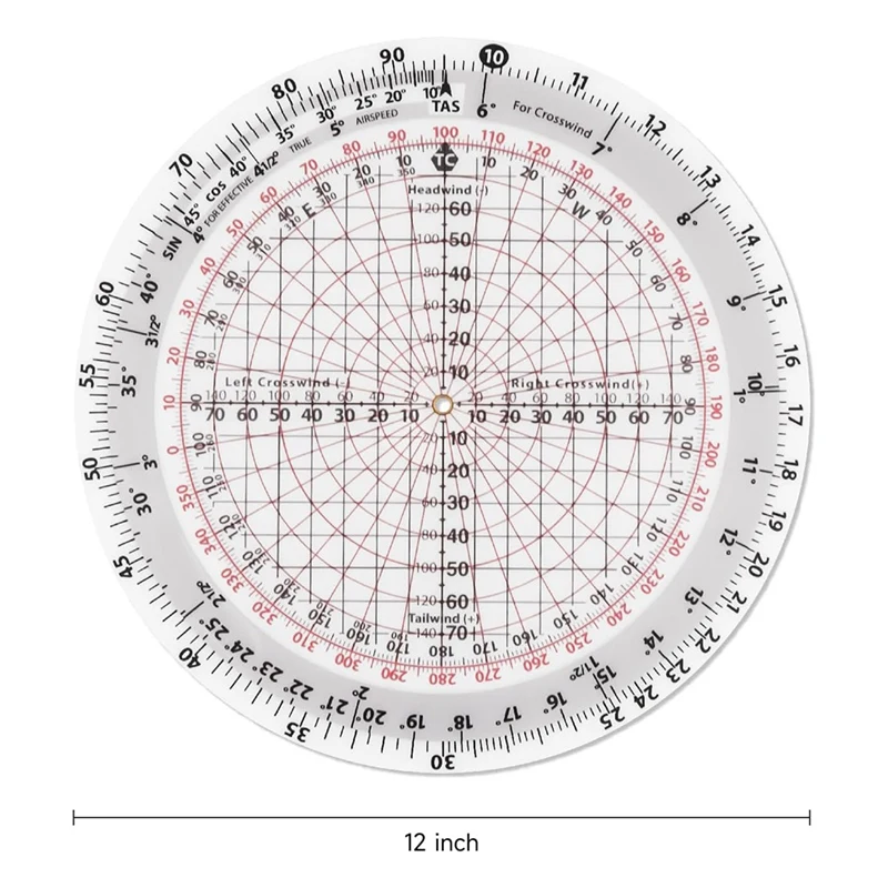 WFF Diameter Circular Flight Computer, Flight Computer Calculator Standard Flight Training Student Use IFR VFR