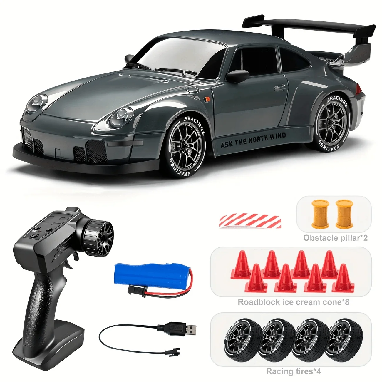 

1:24 RC Drift Car With LED Lights, Multi-Color Remote Control Toy, Kids Birthday Christmas Gift