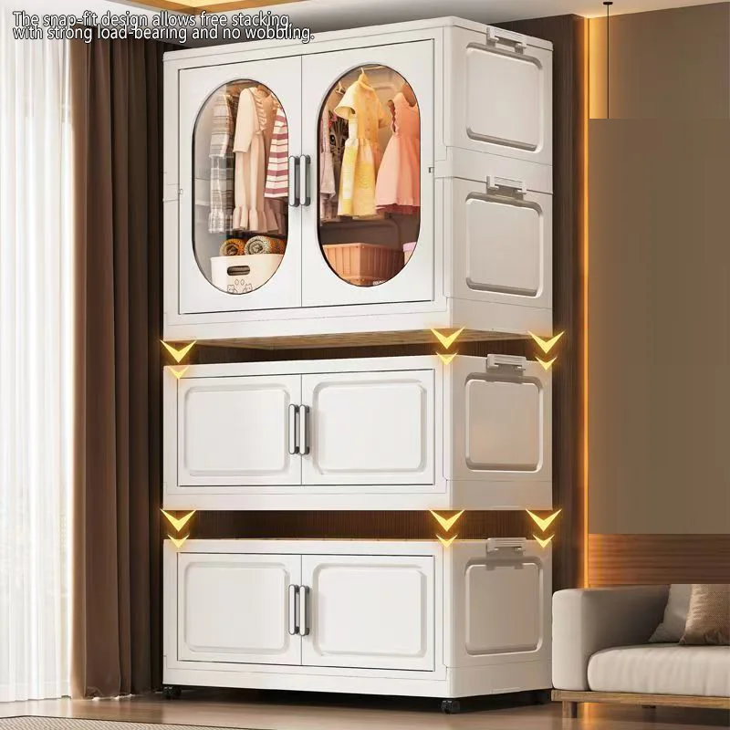 Free installation baby wardrobe multi-layer baby storage cabinet household storage cabinet foldable children's clothing stora view 4