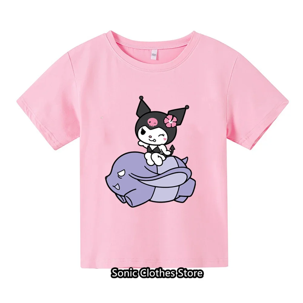 Kawaii Kuromi T Shirt Kids Clothes Girls Summer Casual Short Sleeve Half Sleeve Anime Printing My Melody Sanrio Women Tops Tees