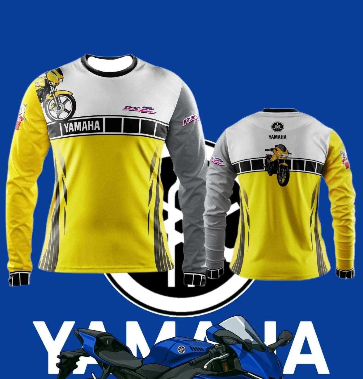

25/26 New Popular Yamaha Long Sleeve T-shirt Spring and Autumn Motorcycle Fans Team Uniform Adult and Children's Same T-shirt