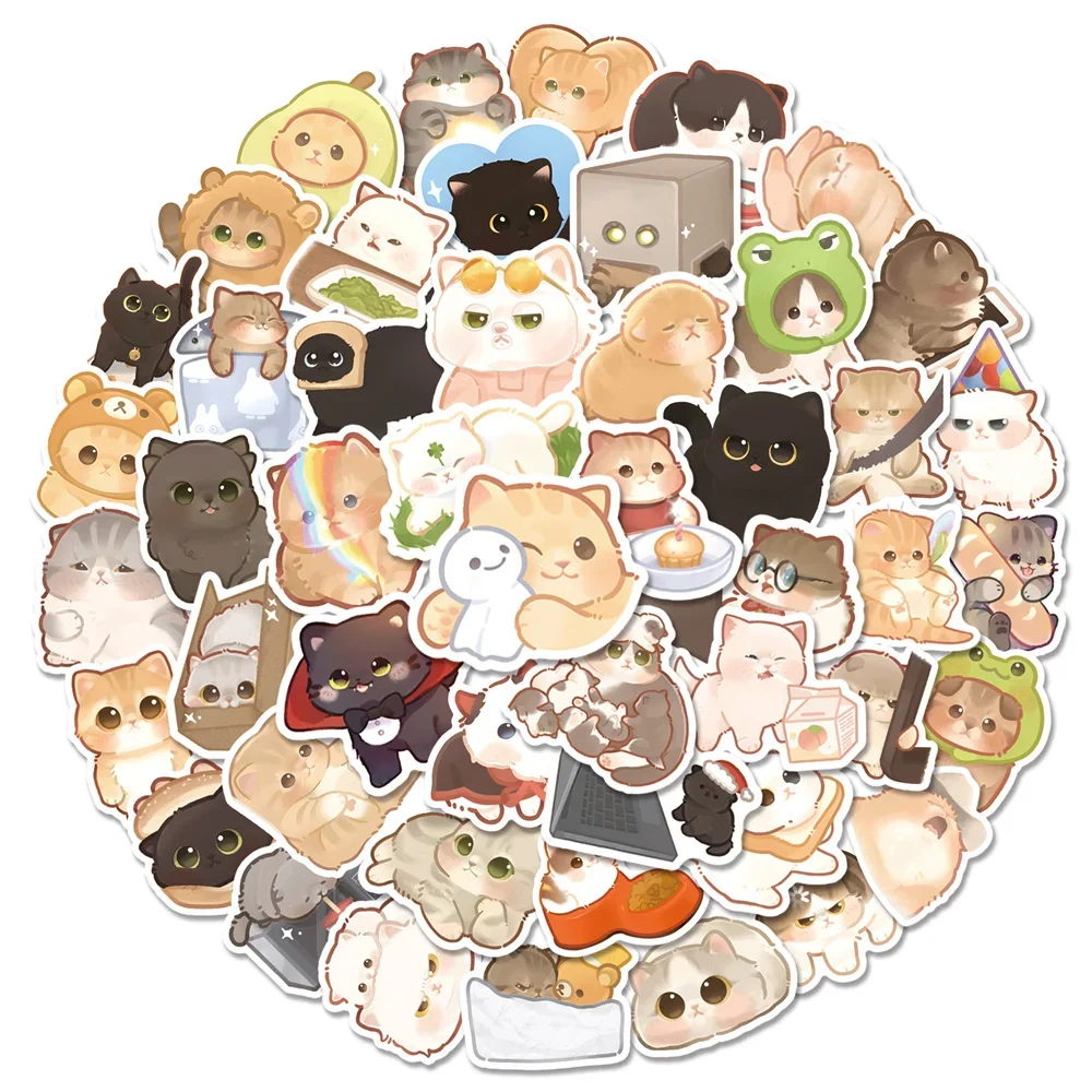 50PCS Cartoon Cute Cat New Personality Graffiti Creative Sticker Desk DIY Guitar Refrigerator Helmet  Water Cup