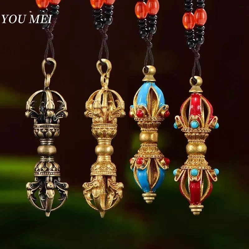 

Tibetan Vajra Pestle,Painting Pendant Car Center Console Ornament,Alloy Handicraft Souvenir Amulet Trinket Gift Buddhist Item