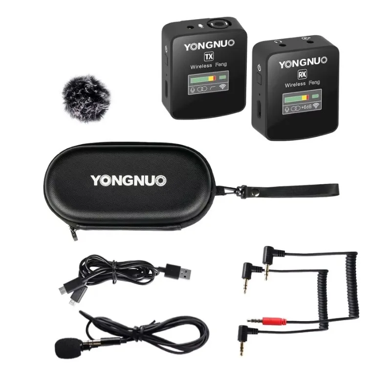 Feng 2,4G micrófono inalámbrico transmisor receptor micrófono Lavalier pantalla TFT enchufe de 3,5mm para cámara de teléfono inteligente portátil