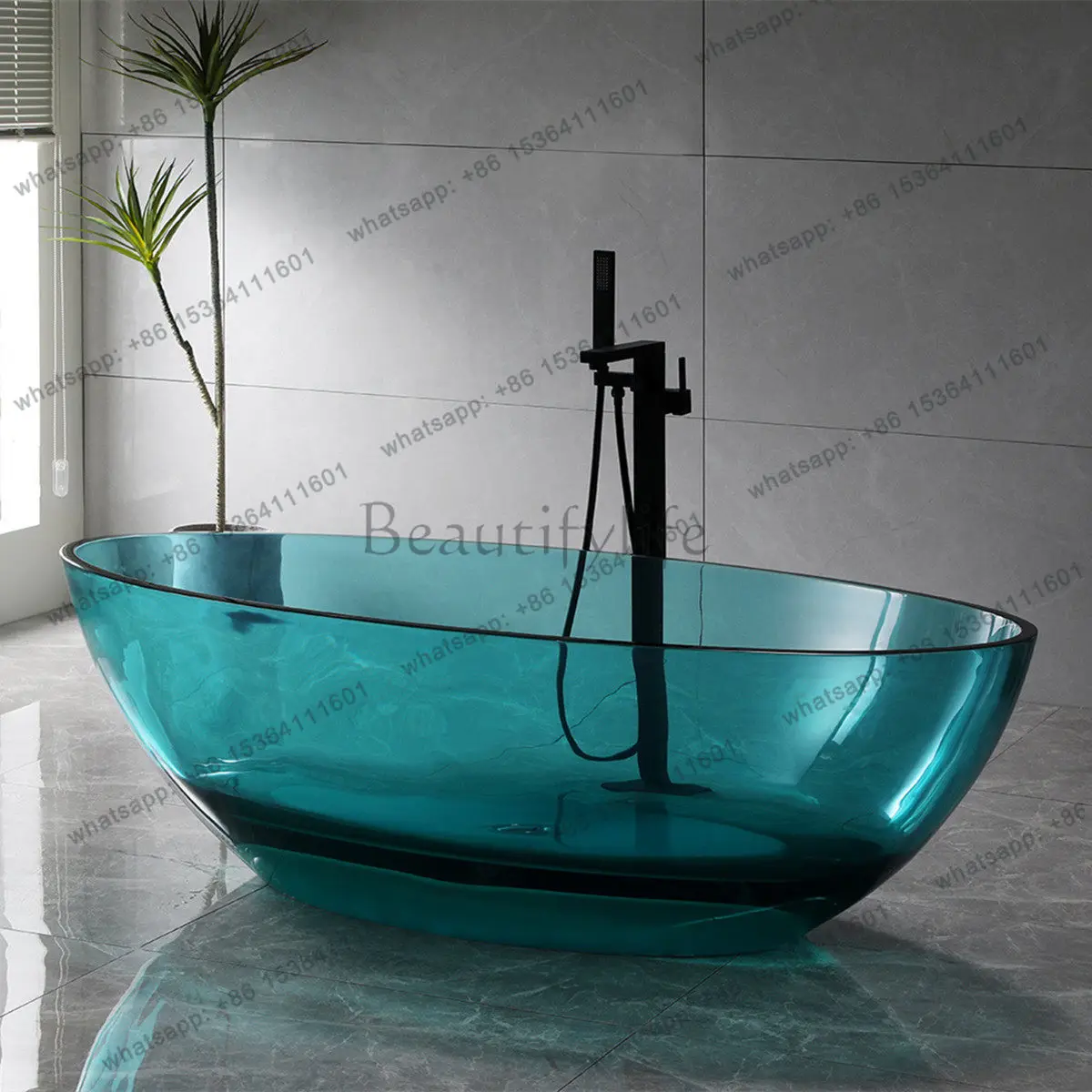 Artificial stone independent integrated transparent color home hotel bathtub
