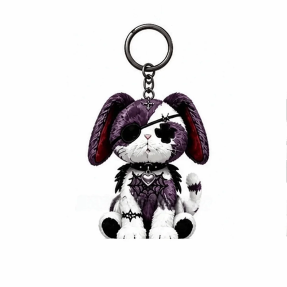 Keyring Acrylic Wounded Cat Keychain Halloween Y2K Kitten Pendant Ornaments 2D Flat Bag Charm Bag Decoration