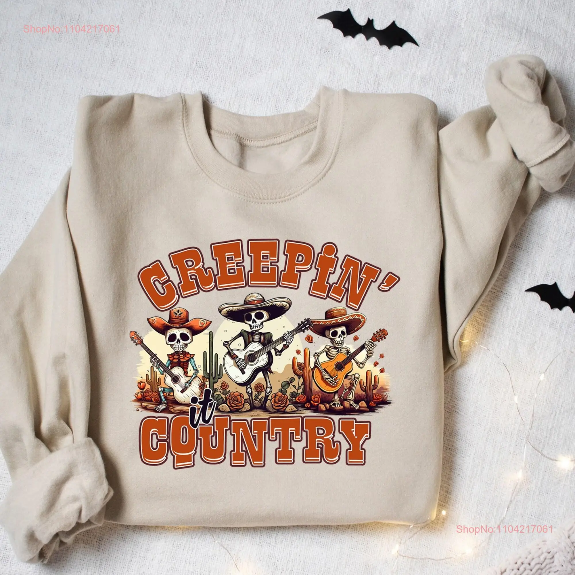 Creepin' It Country SweaT T Shirt Funny Skeletons Halloween Spooky Sarcastic long or short sleeves