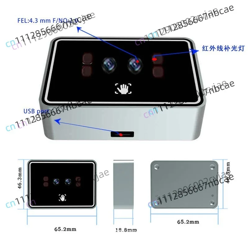 Palm vein recognition module Camera Palm print module with algorithm SDK two open palm vein scanner