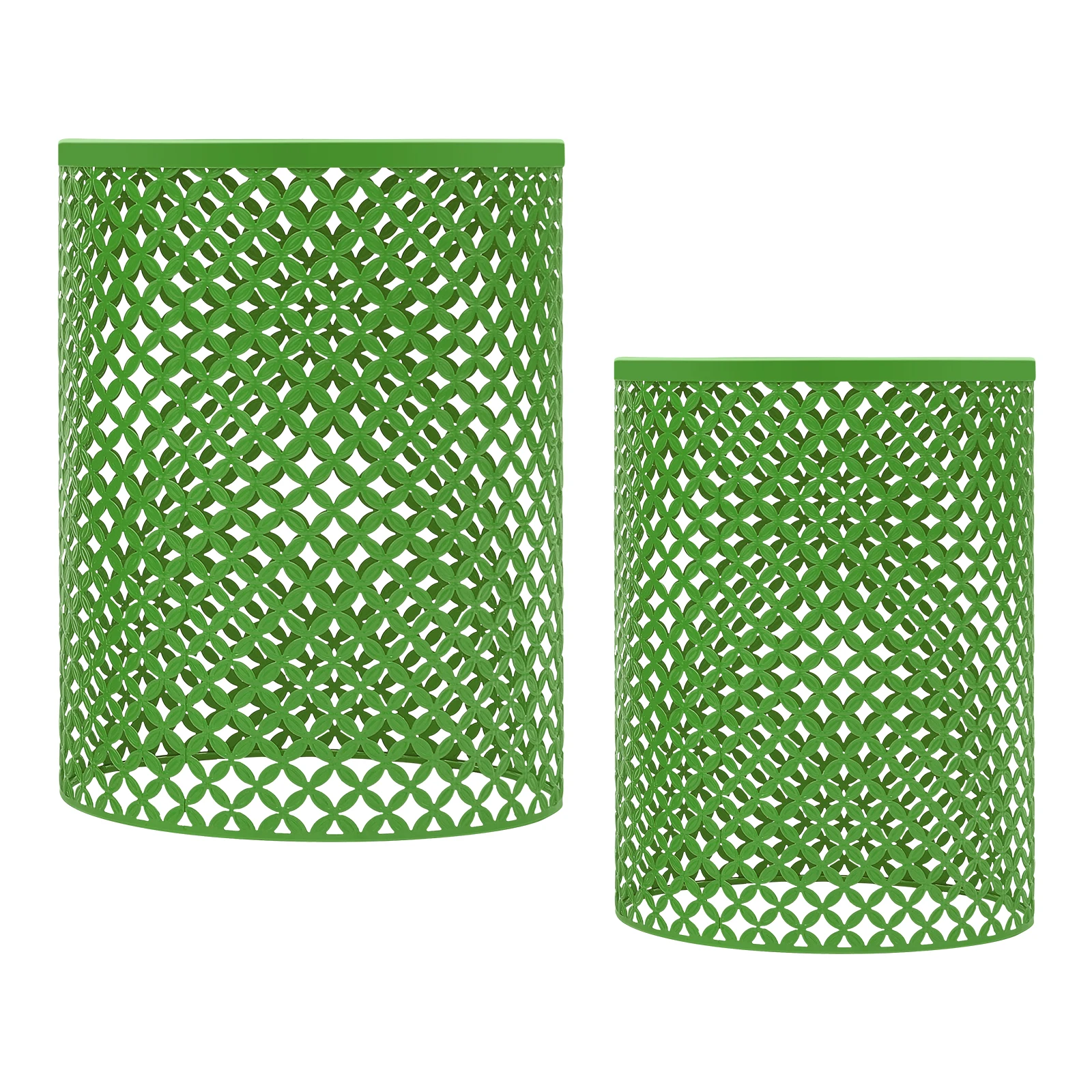 2PCS Cylindrical Side Tables Openwork Design Set of 2 Waterproof Rustproof for Gardens Balconies Bedrooms Living rooms