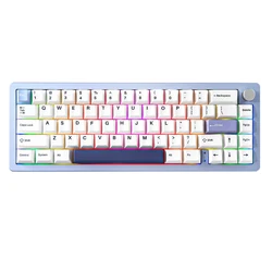 YUNZII AL66 Blauer 66-Tasten-CNC-Aluminiumknopf, kabellos, Bluetooth/2,4 G/kabelgebunden, Hot-Swap-Dichtung, montierte mechanische RGB-Gaming-Tastatur