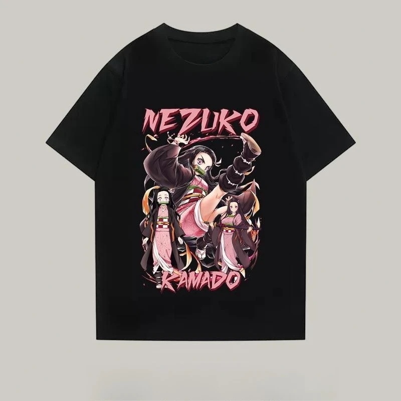 Bandai-Camiseta holgada de manga corta con estampado de Anime Ghost Destroyer Blade You Bean para hombre y mujer, camiseta holgada con cuello redondo