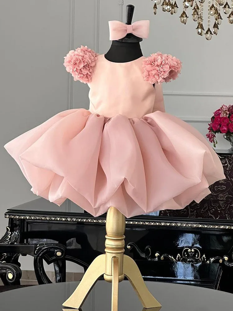 Robe de princesse à manches courtes pour bébés filles, robe vintage pour tout-petits, robe de Rhd'anniversaire, robe de reconstitution historique de fête, mode pour enfants, pétale, 1-12 ans