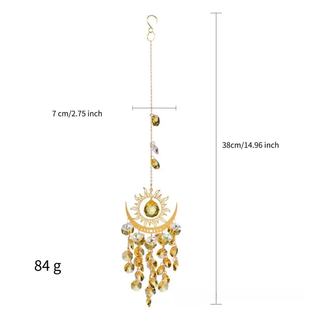 1pc Sun Flame Wind Chime Hanging Decoration for Garden Patio Balcony Featuring Tempered Glass and Rust Resistant Metal