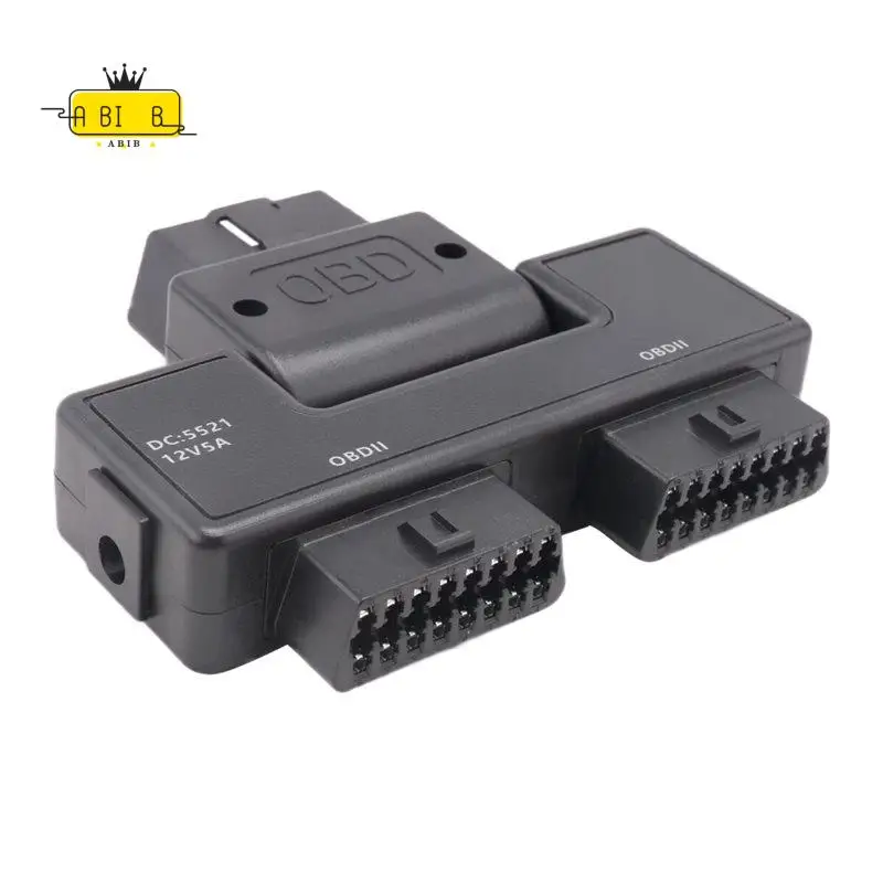 ABIB -OBD2 One Divided Into Two Adaptor Wire 16 Pin 16 Core OBD Expansion Cable Connector Adapter Cable Universal With Dc5521