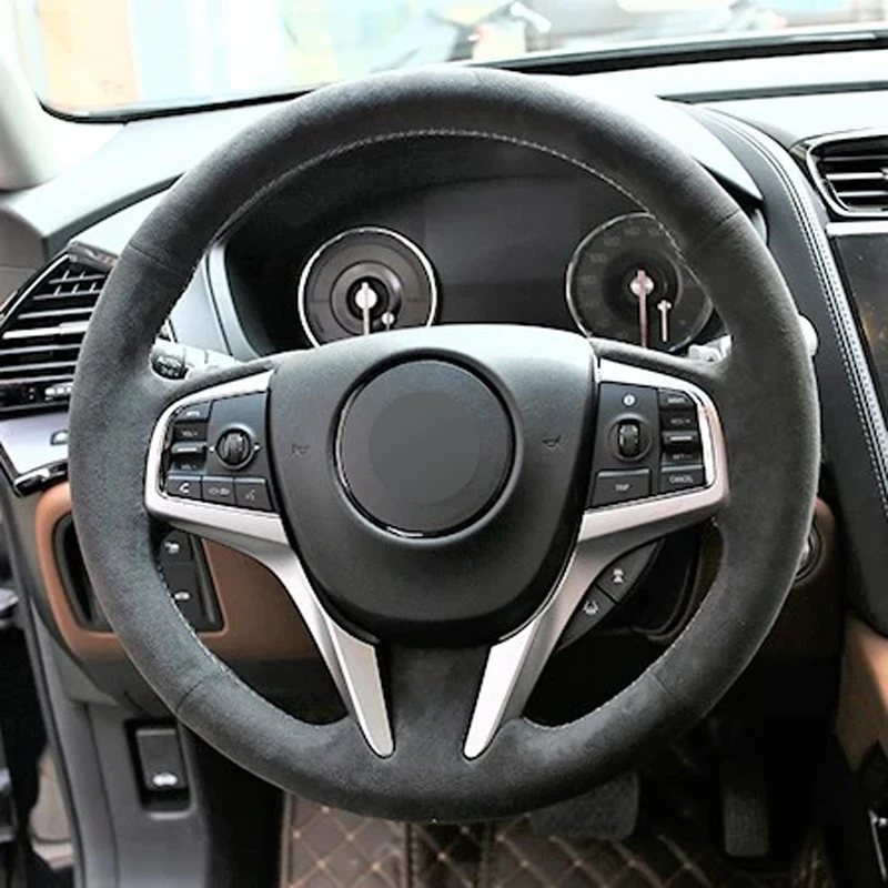 

Alcantara Steering Wheel Cover Real Leather White Thread Hand Stitching Car Steering Wheel Wrap Car Accessoires for ACURA CDX