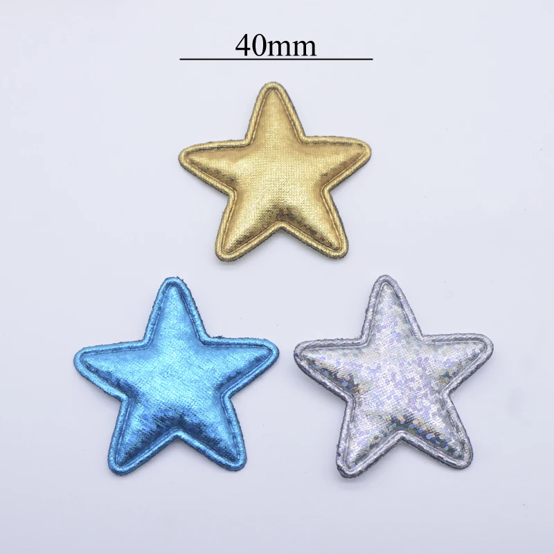 50Pcs Shining Colorful 40mm Star Cloth Applique Sew On Patch for Children Shirt Jacket Jeans Dress Bags DIY Accessories