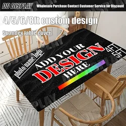 DD Custom Square Tablecloth with Elastic Fitted Table Cover Personalize Photo Text Logo Washable for Kitchen Restaurant Birthday