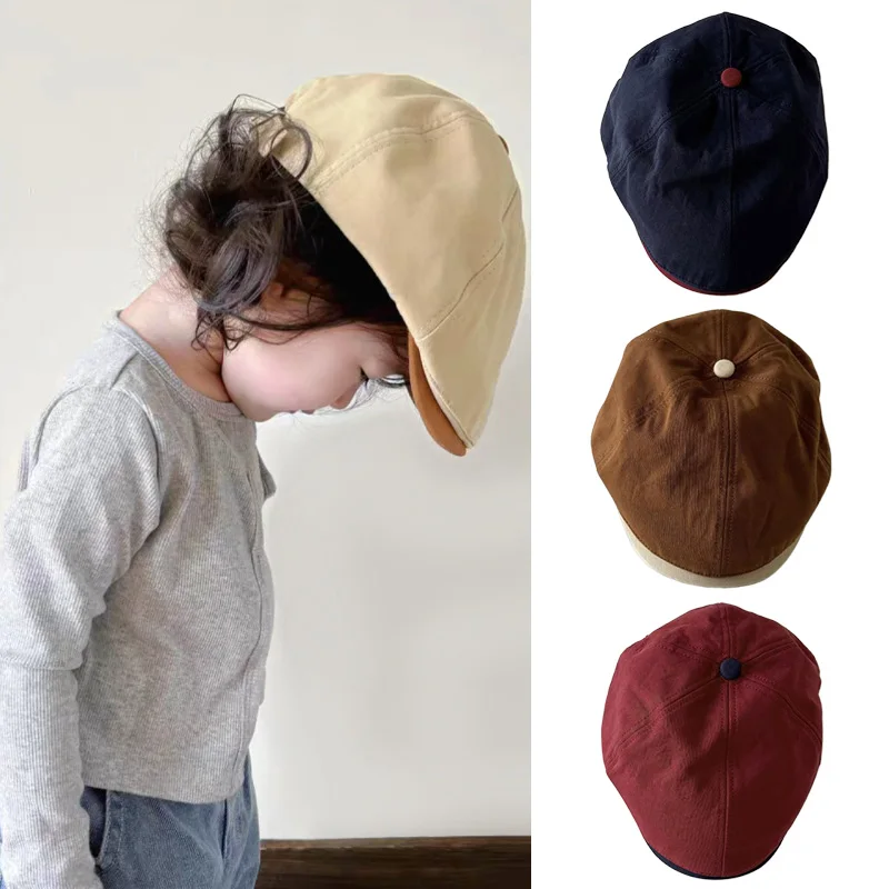 

Spring Autumn Children Hat Retro Baseball Cap Japanese Style Baby Beret Hats for Boys Girls Fashion Kids Accessories 6-14 Years