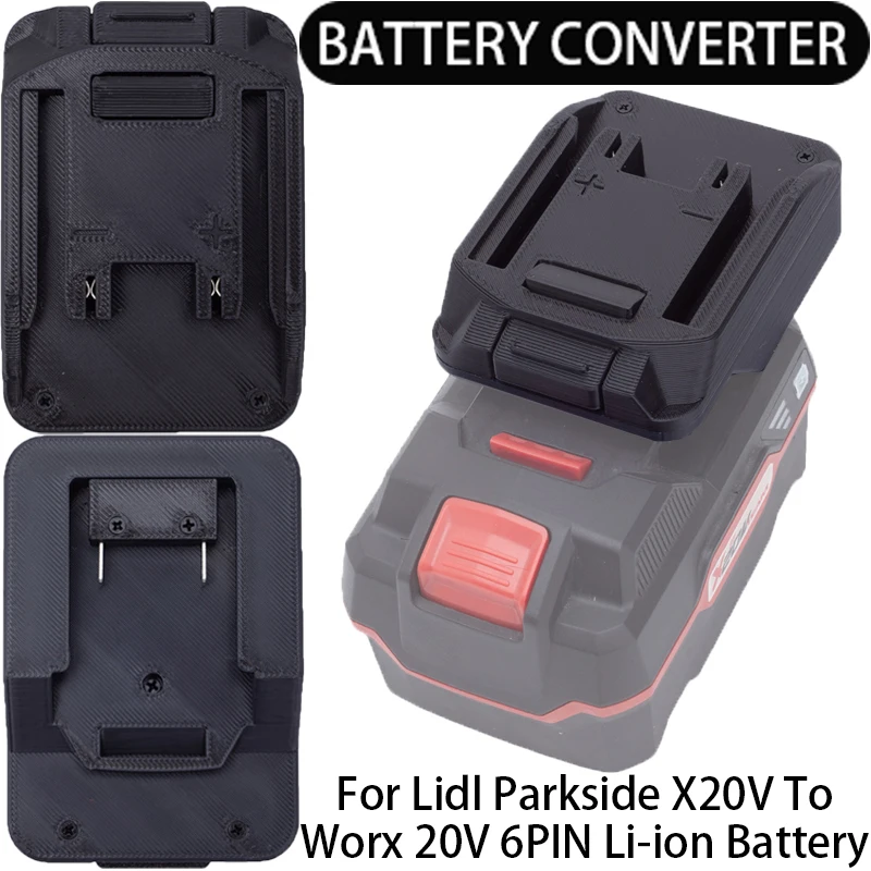 Battery Adapter for Worx 20V 6PIN LI-Ion Tools Converter to Lidl Parkside X20V LI-Ion Battery Adapter Power Tool Accessory