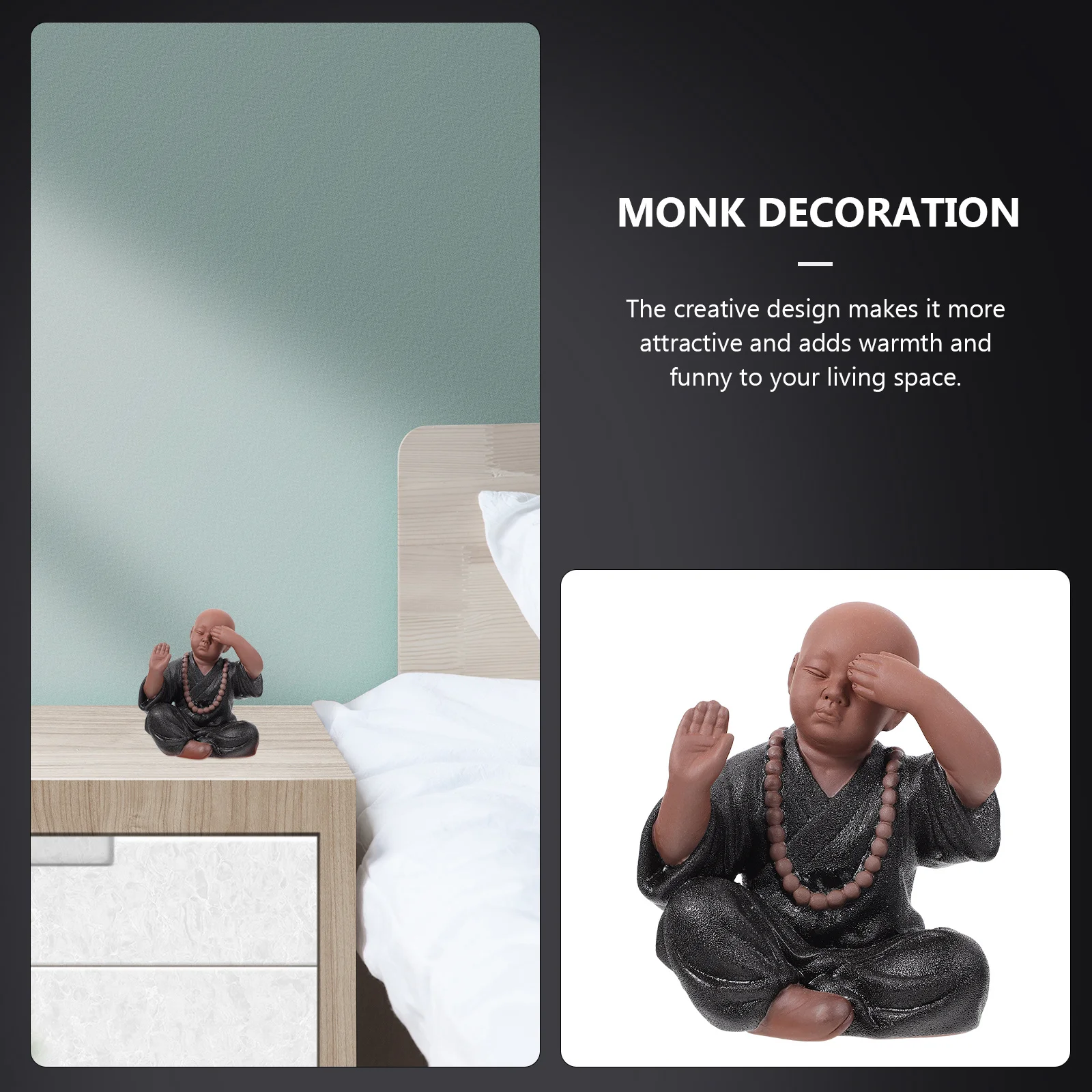 

Unique Little Monks Craft Tea Pet Adornment Safe Ceramic Material No Harm Exquisite Workmanship Tea Board Decor