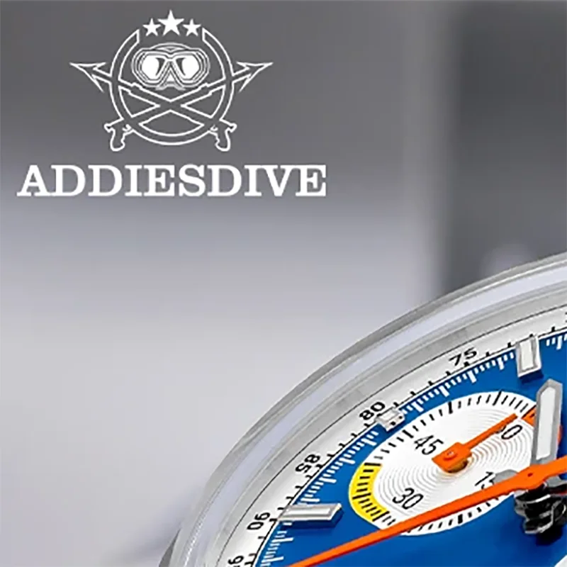 ADDIESDIVE Men's Watch Fluoro Rubber Strap Sweat-Resistant 316L Stainless Steel 10 Bar Water Resistant 0S21 Quartz Chronograph
