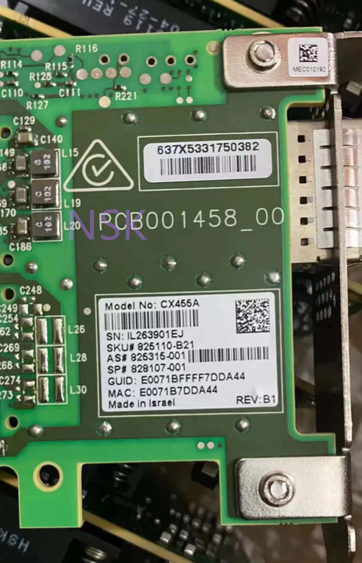 PCB001458_00  For Mellanox MCX455A-ECAT 100GbE 100Gbs EDR QSFP28 ConnectX-4 CX455A 1 Port 825110-B21 825315-001 828107-001