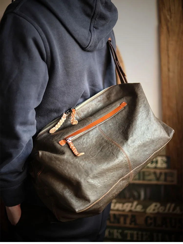 casual sports soft genuine leather men crossbody bag weekend daily travel luxury cow leather large-capacity fitness shoulder bag