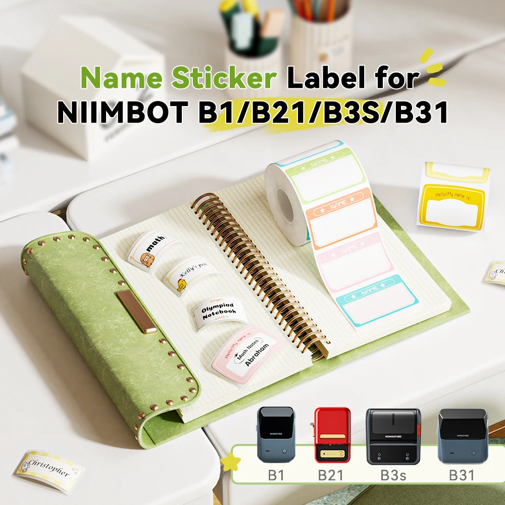 NiiMbot-etiqueta adhesiva térmica con nombre para niños, etiqueta de Color para marcar libros escolares, papelería, B1/B21/B3S/B31