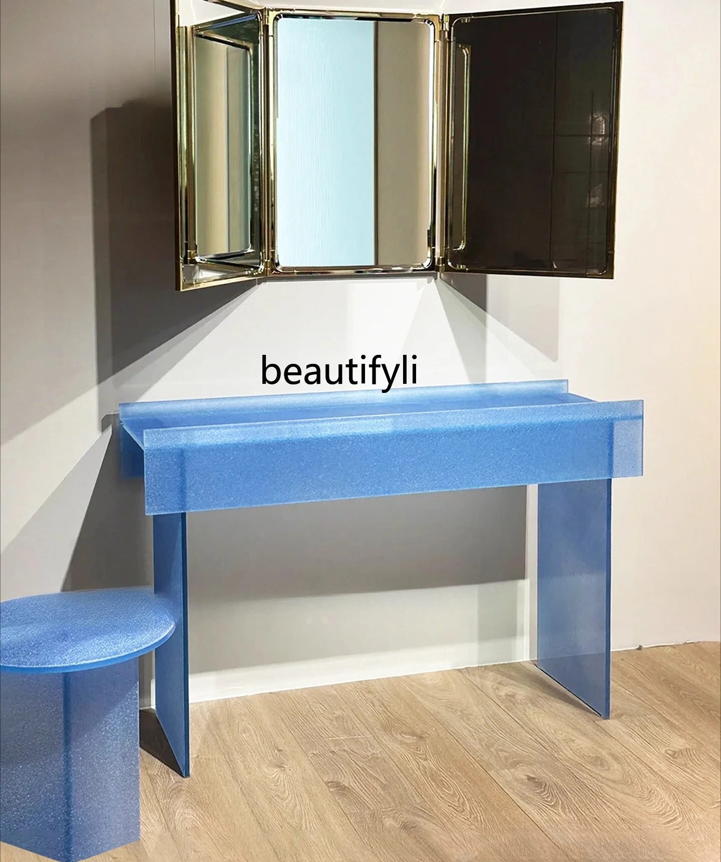 

Minimalist, frosted glass porch, living room, household small apartment, side table, partition rack