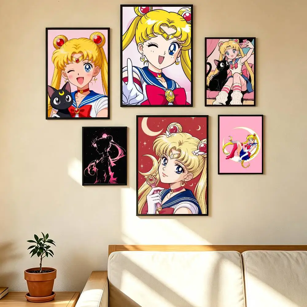 Top-selling S-Sailors Moon Poster High Quality Dorm Living Room Aesthetic Wall Decoration Painting Stickers Gift