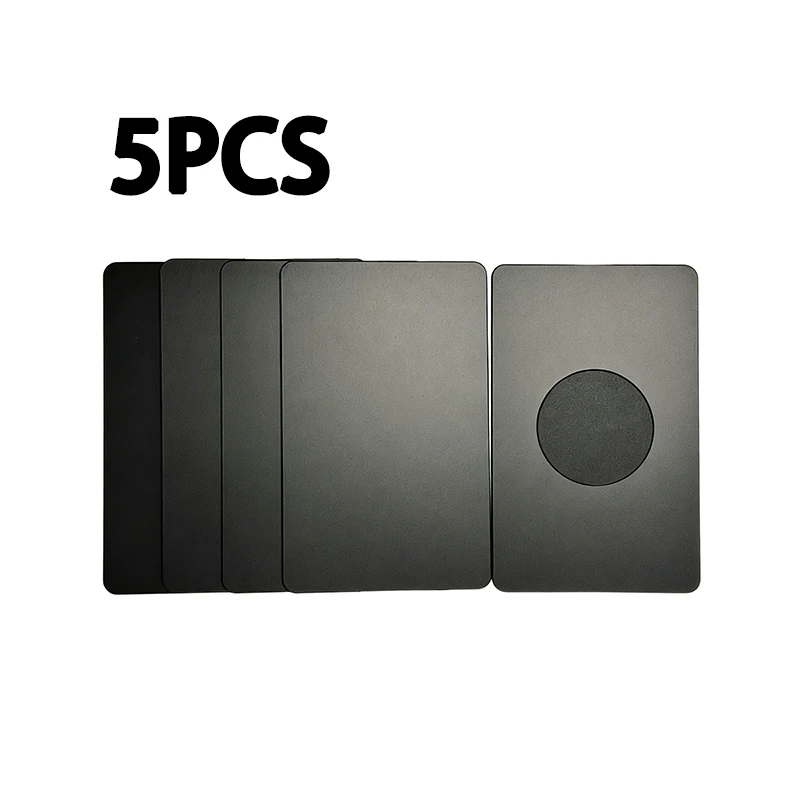 5Pcs Matte Black Stainless Steel NFC Metal Card for Laser Engraving 85*54mm 0.8mm Thick Round 30mm NFC Area 213 Chip 144 Bytes