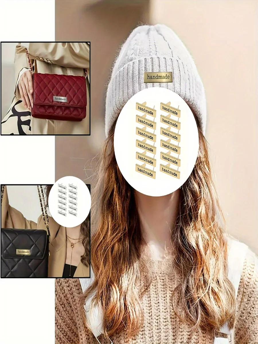 12 Stück/Set, 12 handgefertigte Metallanhänger in Buchstabenform, geeignet für DIY-Projekte wie Geldbörsen, Taschen, Hüte, Kleidung, als Nähzubehör, vielseitig einsetzbar. – Detail 1