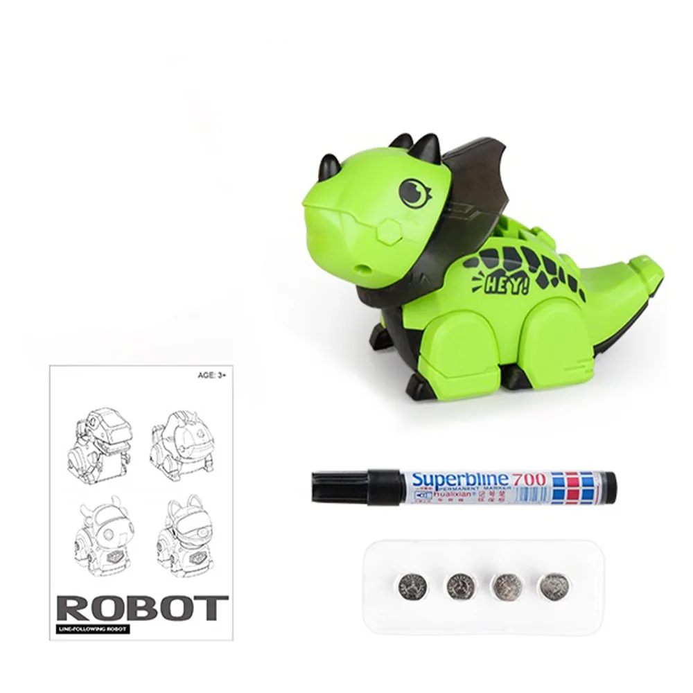 Leuk en leuk dinosaurusspeelgoed met lijntracing, zintuiglijke tracking muziek dinosaurus kinderwagen voor vroeg onderwijs