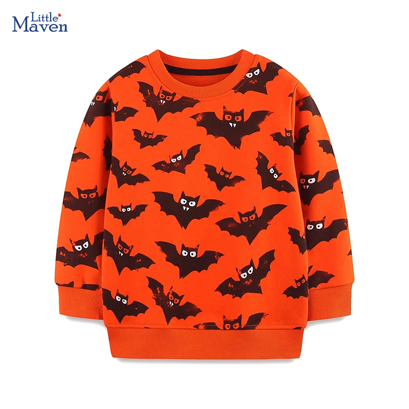 

Little maven Children's Clothing Kids Clothes for Baby Boys 2024 New Autumn Halloween Cartoon Bats Sweatshirts Tops Cotton