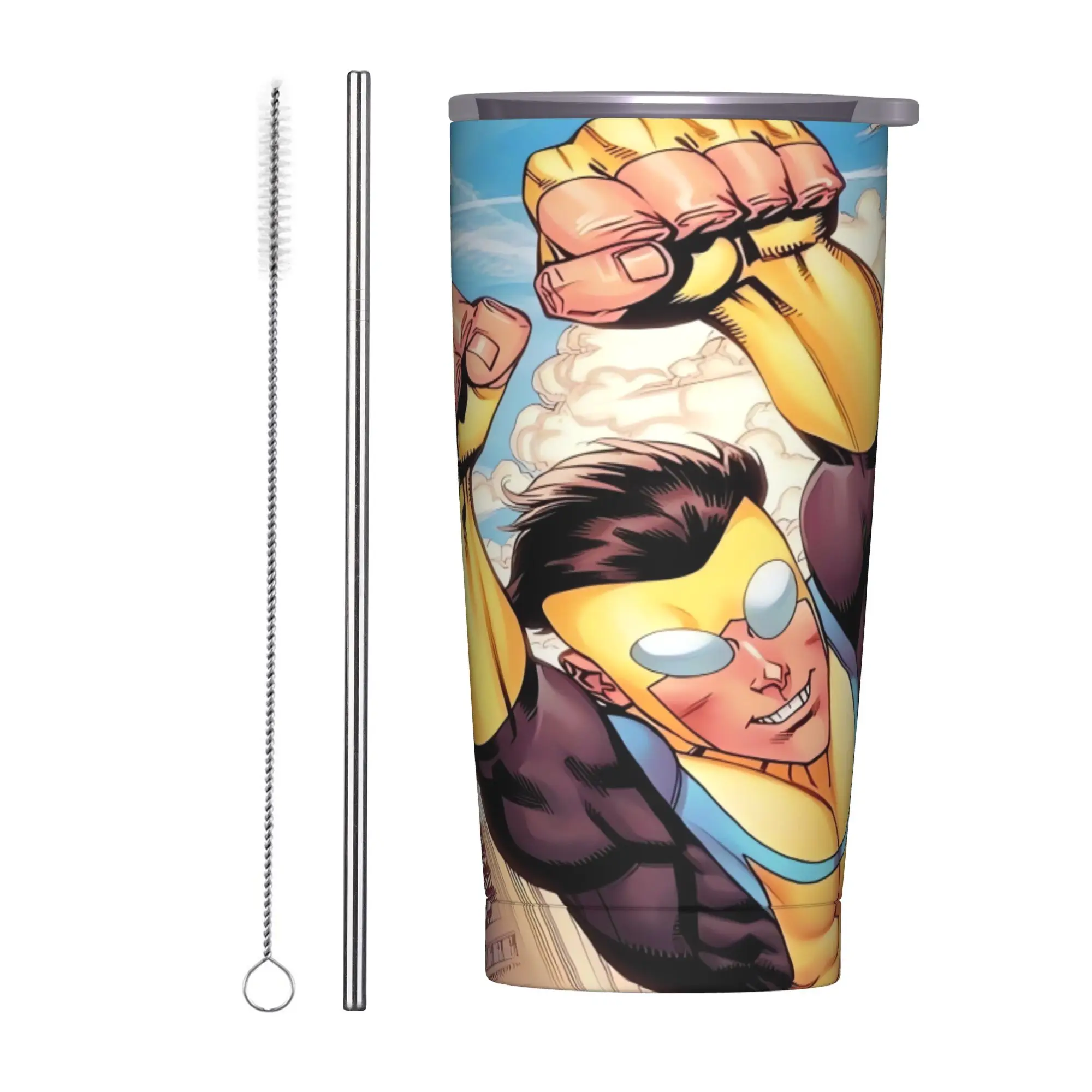 Stainless Steel Tumbler Anime Invincibles Mugs Cup With Straws  Camping Hot Drinks Water Bottle Keep Heat Thermal Cups