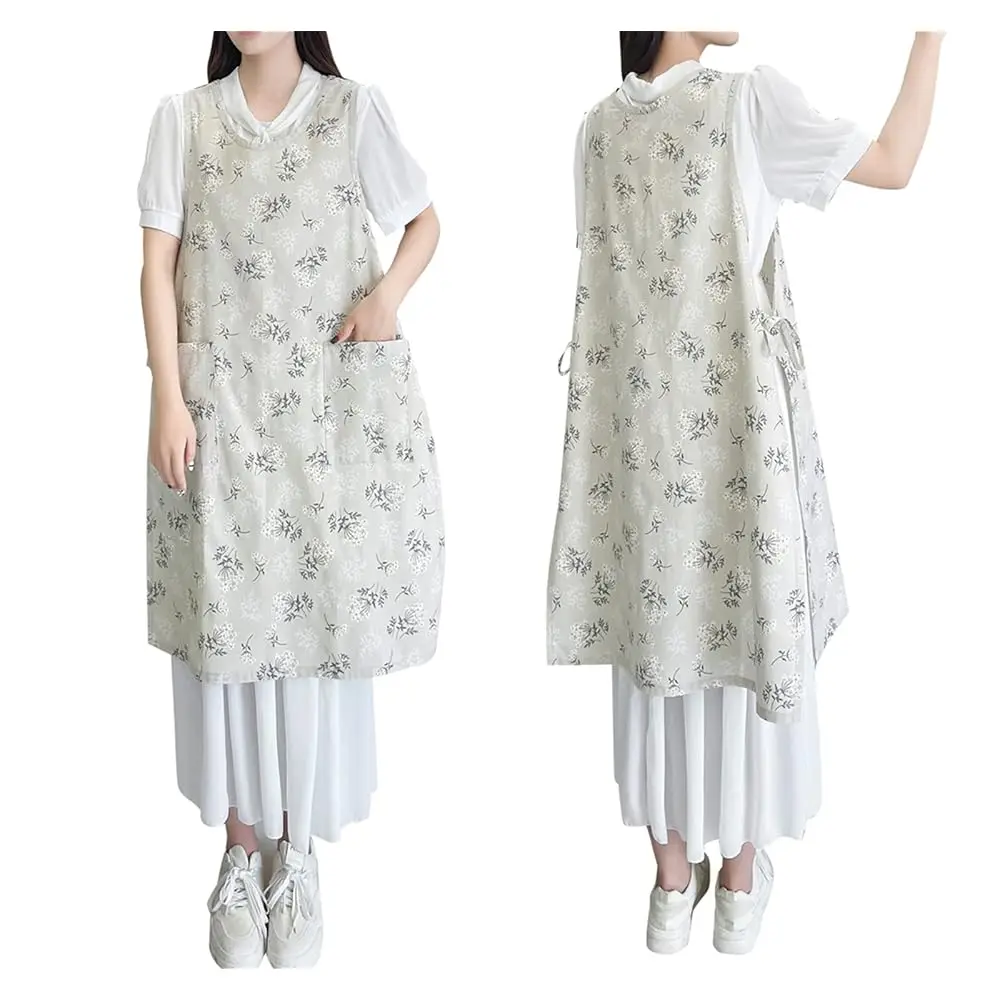 

Pinafore Apron Dress,Japanese Cotton Linen Cross Back Apron for Women with Pockets，Pinafore Dress with Waist Ties