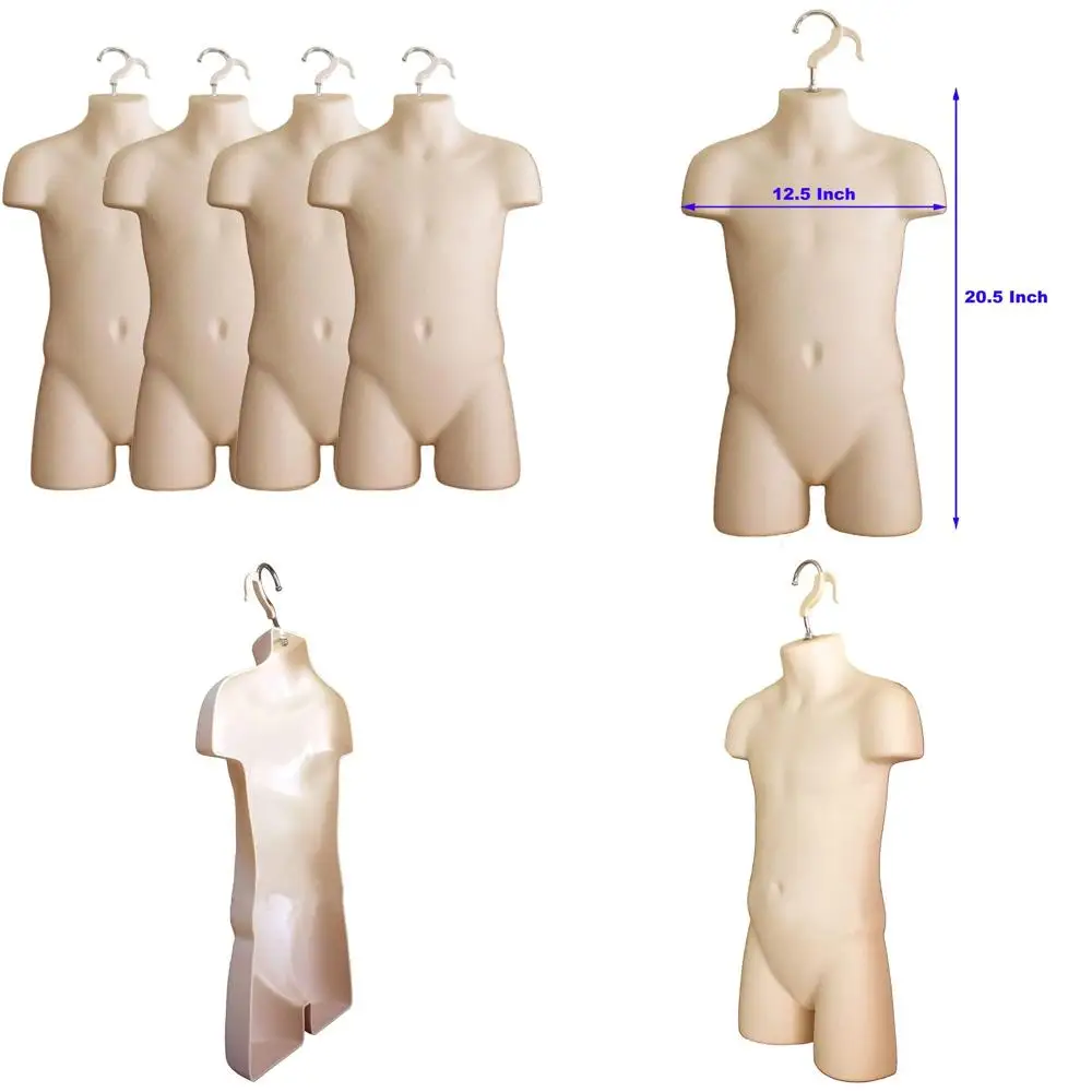 

Stackable Hollow Back Display for Kids' Clothing, 5T-7 Size, with Hanging Hook Option