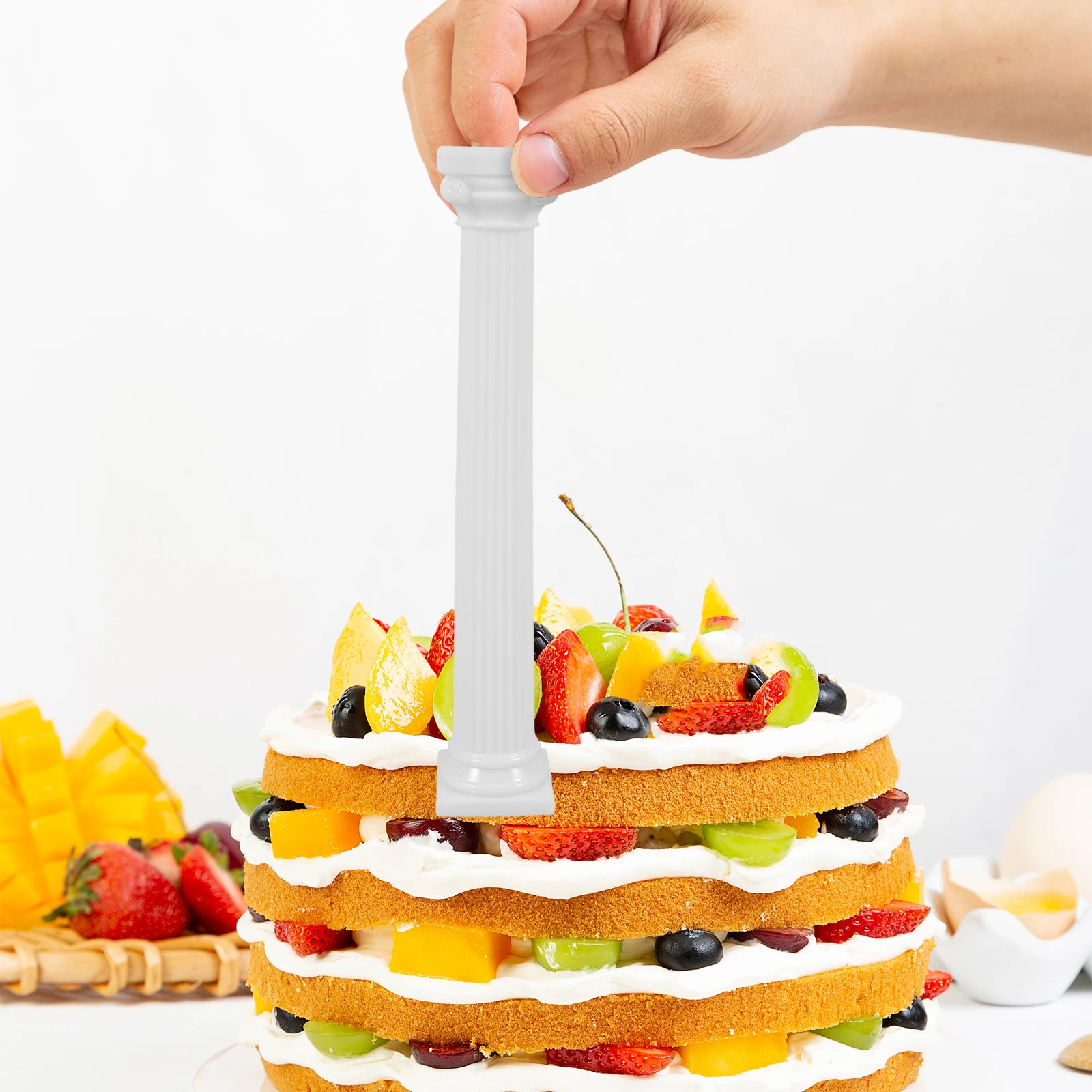 

12 Pcs Roman Column Cake Support Sturdy Decorative Pillars Vintage DIY Cake St Plastic Reusable Display Pedestal