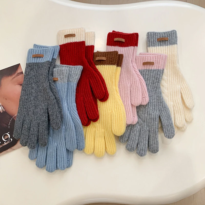 

Women Warm Thick Plush Knitted Gloves Touch Screen Men Fashion Autumn Winter Keep Warm Riding Skiing Outdoor Gloves Mitten