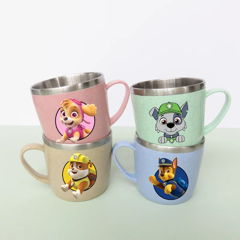 Tasse à eau en acier inoxydable Paw Patrols, Chase Skye, mignonne tasse thermos anime pour garçons et filles, anti-chute, brosse à dents, cadeau d'anniversaire
