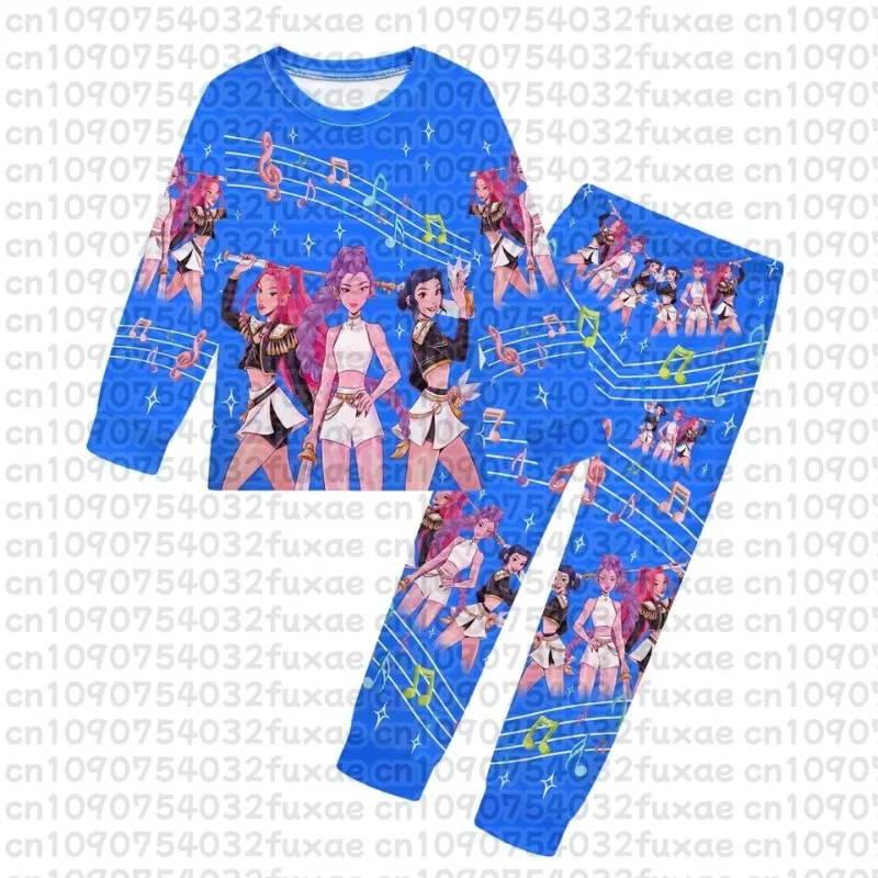 

KPop Demon Hunters Huntrix Kids Pajamas Set Girl Boy Long Sleeve T-shirt+Pants 2pcs Autumn Sleepwear Comfortable Fashion Clothes