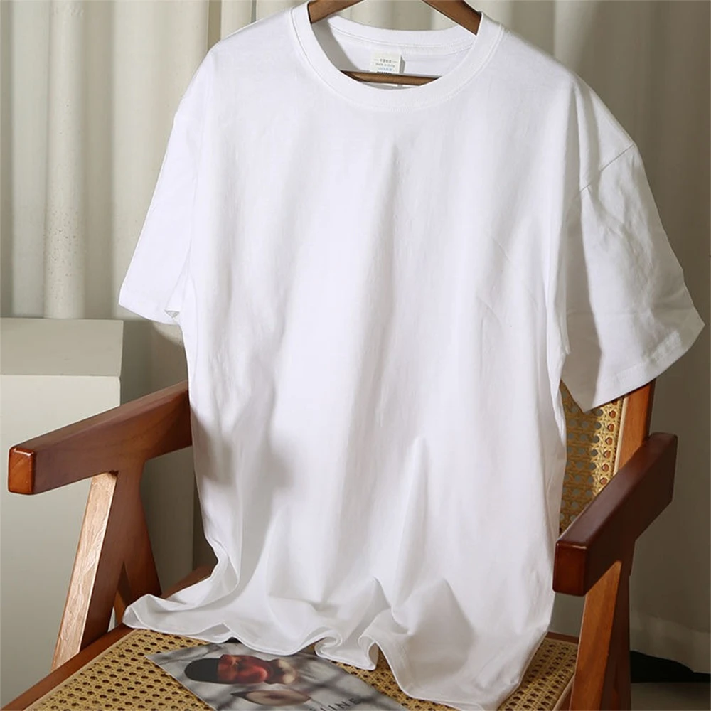 180gsm Solid Color T Shirt for Men Women Summer Short Sleeve 100% Cotton Top Loose Tees Breathable Casual Men\'s Clothing