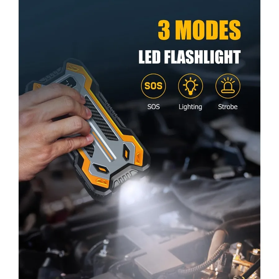 Carro ir para iniciantes 5000a para motores a gás de até 10l e 8l diesel 12v portátil jumper starter power pack com reforço de alta capacidade