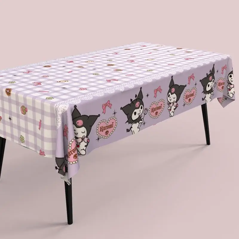 Lindo mantel con estampado de Kuromi para mujeres y niñas, cubierta de mesa impermeable y lavable con dibujos animados Kawaii para comedor, cocina, picnic, venta al por mayor